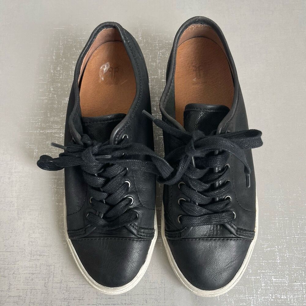 Frye Mindy Black Leather Sneakers Women's US 7 M Casual Comfort Shoes